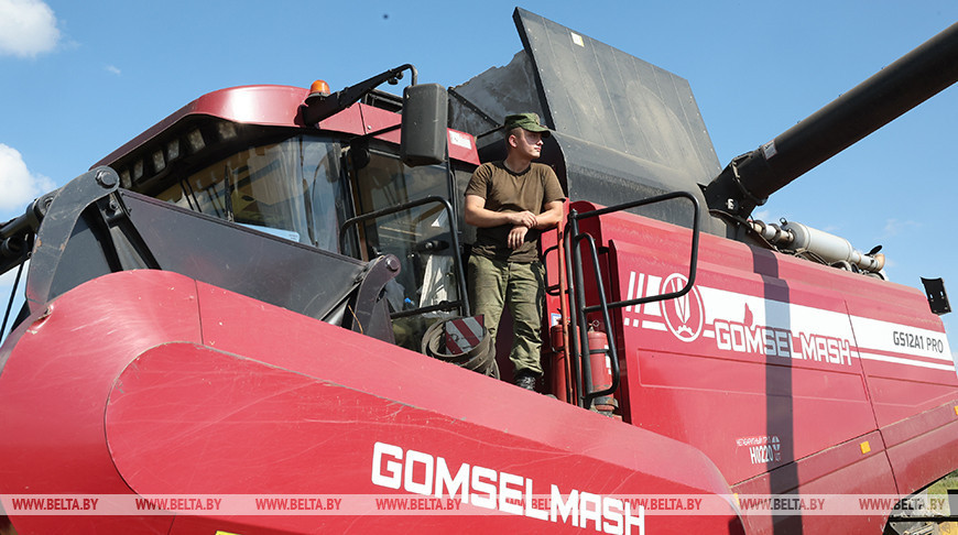 Military personnel help farmers with crop harvesting in Mstislavl District